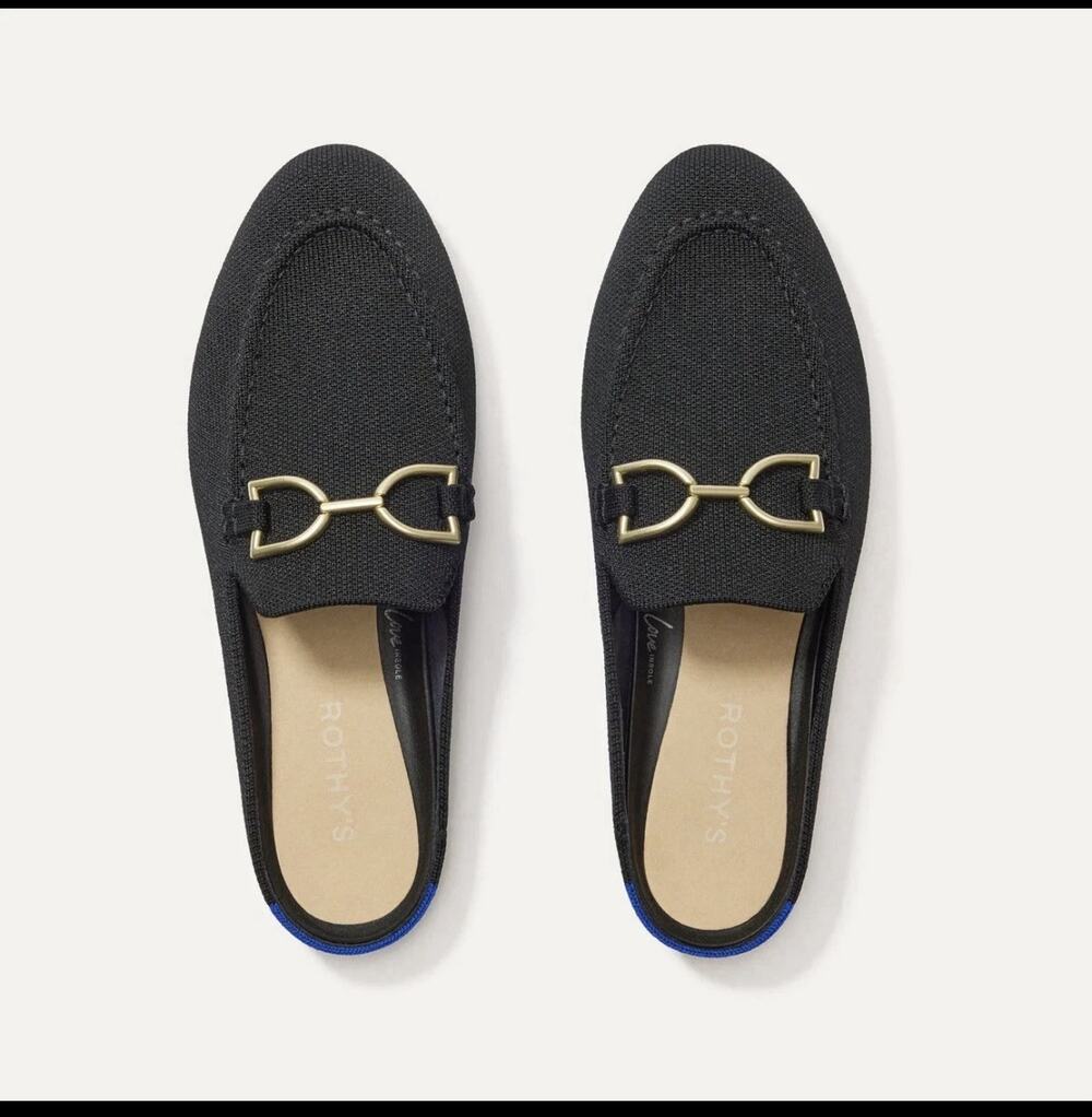 Rothy's The Double Bit Loafer Mule in Black Size 7.5 Minimalist Texture
